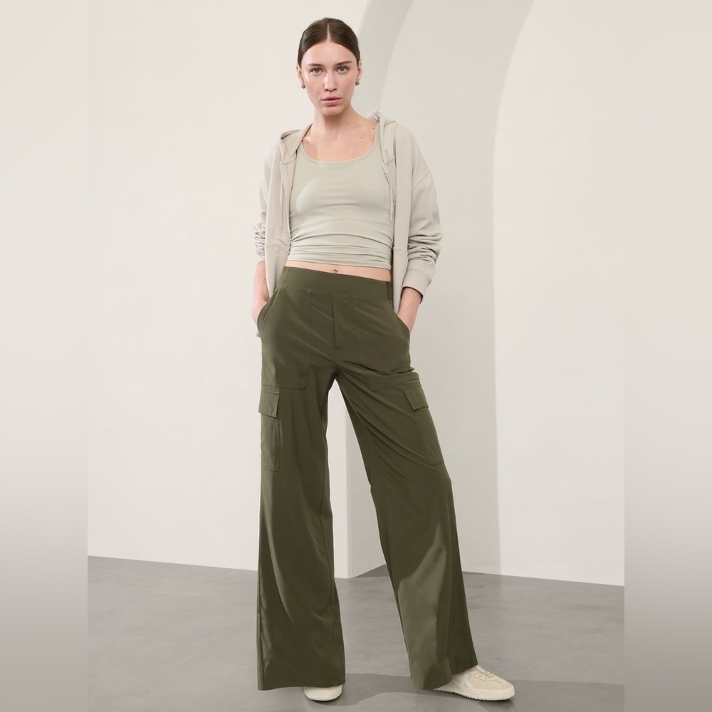 Athleta Olive Green Wide-Leg Cargo Pants